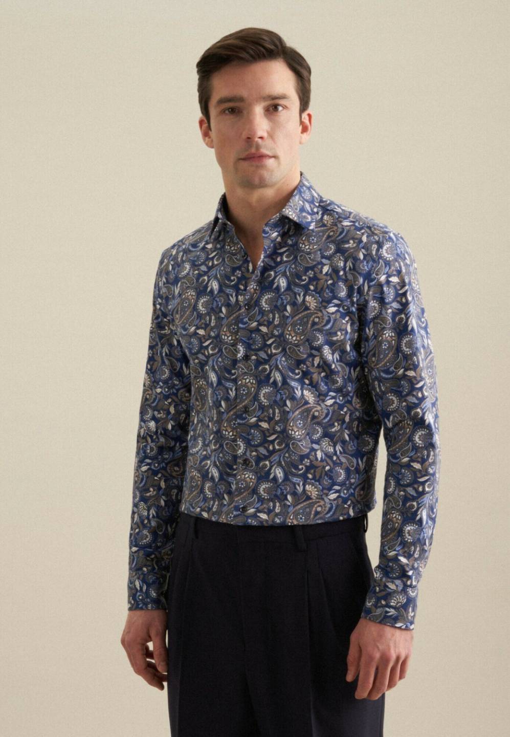 Seidensticker Flanellhemd Slim blau Hemden