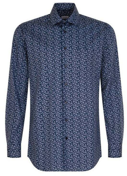 Seidensticker Popeline Business Hemd Regular mit Kentkragen Paisley (01.143950-0017) blau Hemden