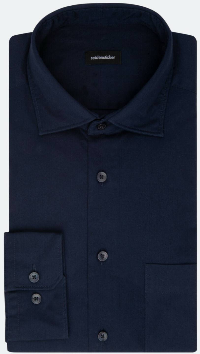 Hemden Seidensticker Twill Casual Hemd in Regular mit Kentkragen Uni (01.144100)(01.144100-0018) blau