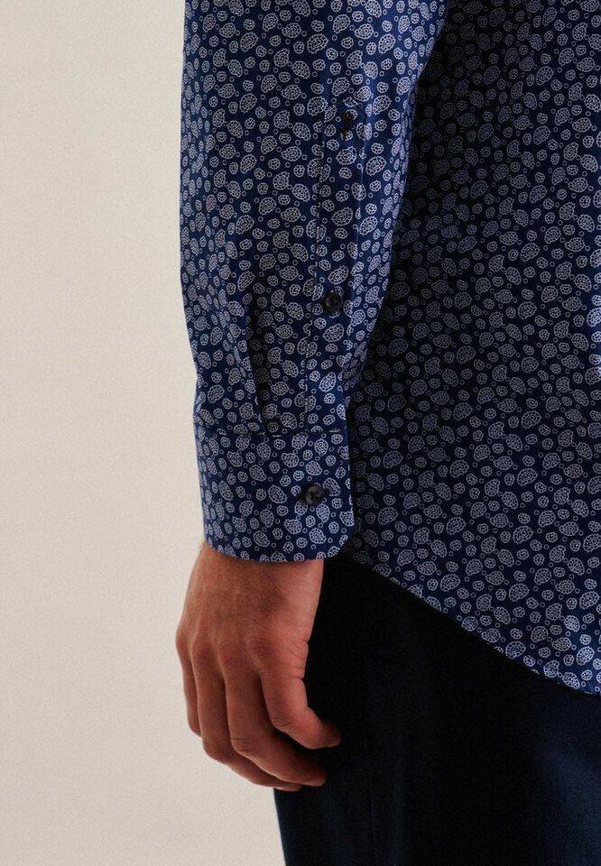 Seidensticker Popeline Business Hemd Regular mit Kentkragen Paisley (01.143950-0017) blau Hemden