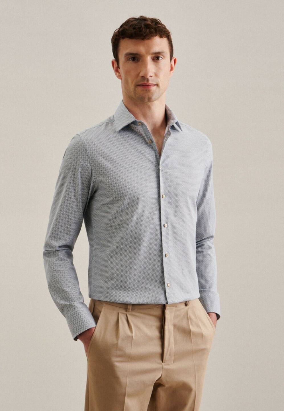 Hemden Seidensticker Twill Business Hemd in Slim mit Kentkragen Druck (01.643830-0022) braun