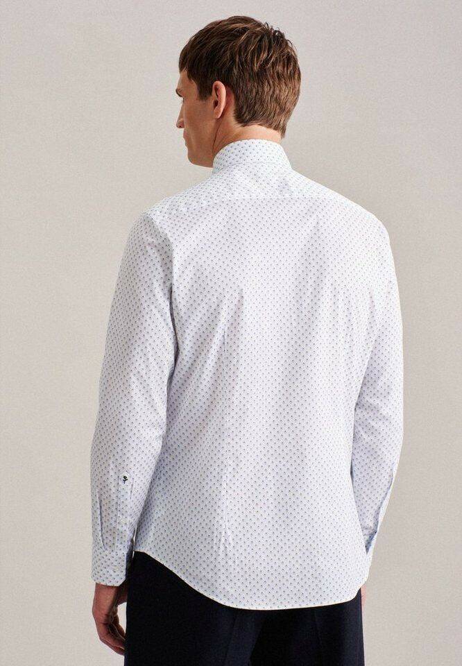 Hemden Seidensticker Twill Business Hemd in Slim mit Kentkragen Druck (01.642160-0011) blau