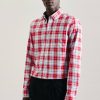 Seidensticker Bügelfreies Twill Business Hemd in Slim mit Button-Down-Kragen Karo (01.640982-0045) rot Hemden